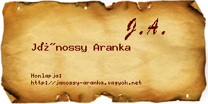 Jánossy Aranka névjegykártya